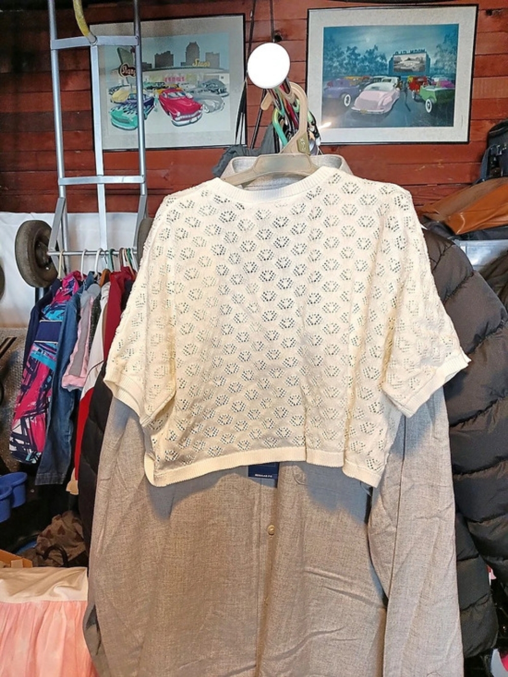 The Children's Place Crochet Knit Short Sleeve Sweater Cream Medium
